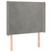 Pat continental cu saltea & LED, gri deschis, 80x200 cm catifea - WALTI WALTI