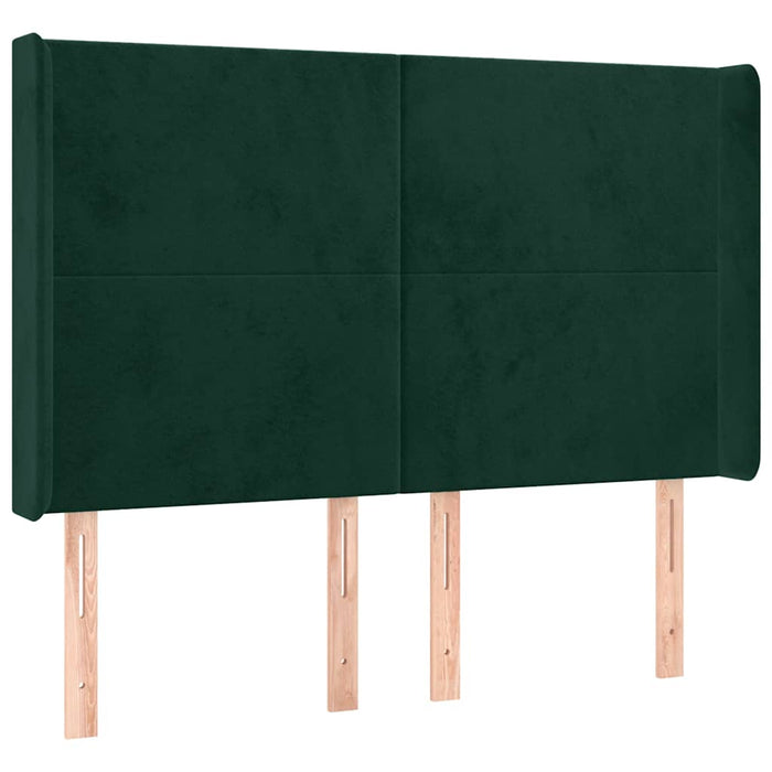 Pat cu arcuri, saltea și LED, verde închis, 140x190 cm, catifea - WALTI WALTI