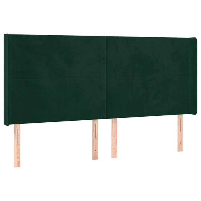 Pat cu arcuri, saltea și LED, verde închis, 160x200 cm, catifea - WALTI WALTI