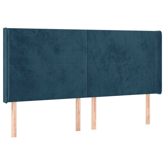 Pat cu arcuri, saltea și LED, bleumarin, 180x200 cm, catifea WALTI
