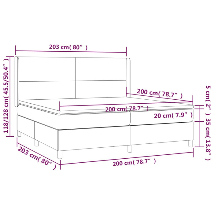 Pat continental cu saltea & LED, roz, 200x200 cm, catifea - WALTI WALTI