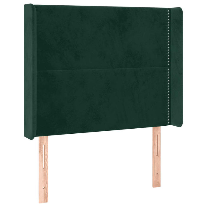 Pat cu arcuri, saltea și LED, verde închis, 100x200 cm, catifea - WALTI WALTI