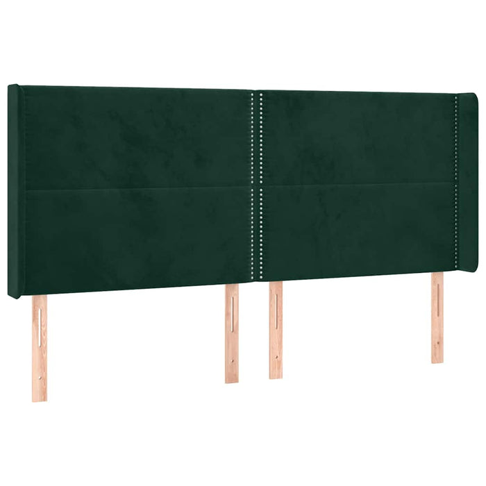 Pat cu arcuri, saltea și LED, verde închis, 200x200 cm, catifea - WALTI WALTI