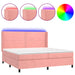 Pat continental cu saltea & LED, roz, 200x200 cm, catifea - WALTI WALTI