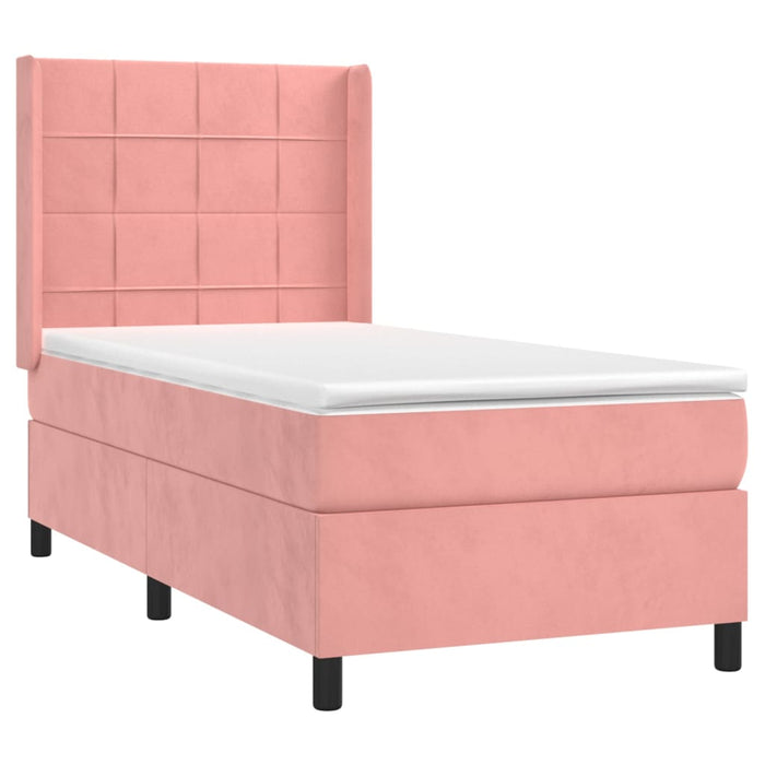 Pat continental cu saltea & LED, roz, 80x200 cm, catifea - WALTI WALTI