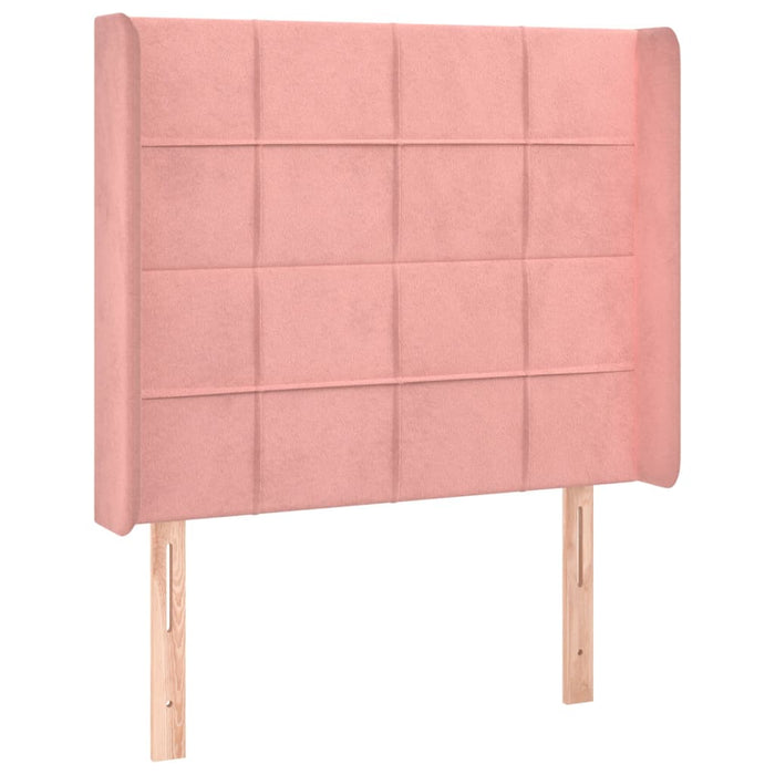 Pat continental cu saltea & LED, roz, 80x200 cm, catifea - WALTI WALTI