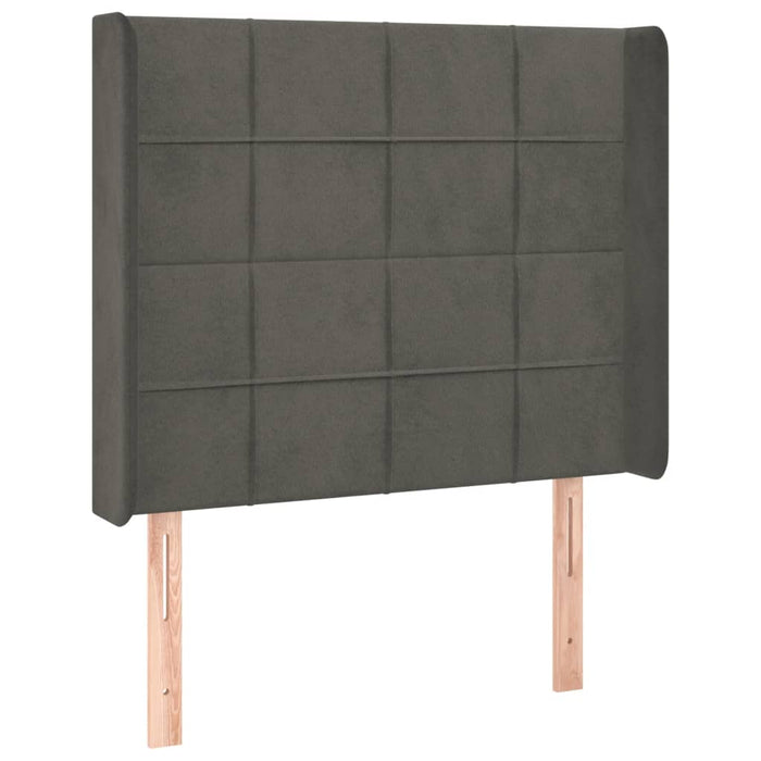 Pat cu arcuri, saltea și LED, gri închis, 90x190 cm, catifea - WALTI WALTI