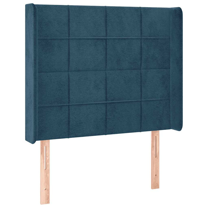 Pat cu arcuri, saltea și LED, bleumarin, 90x190 cm, catifea WALTI