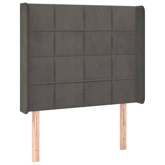 Pat cu arcuri, saltea și LED, gri închis, 100x200 cm, catifea - WALTI WALTI