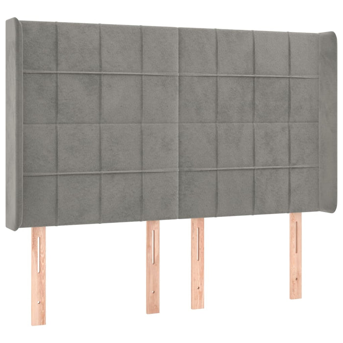Pat continental cu saltea și LED gri deschis 140x190 cm catifea - WALTI WALTI