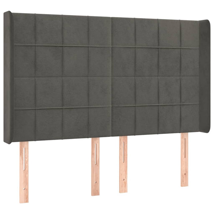 Pat cu arcuri, saltea și LED, gri închis, 140x190 cm, catifea - WALTI WALTI