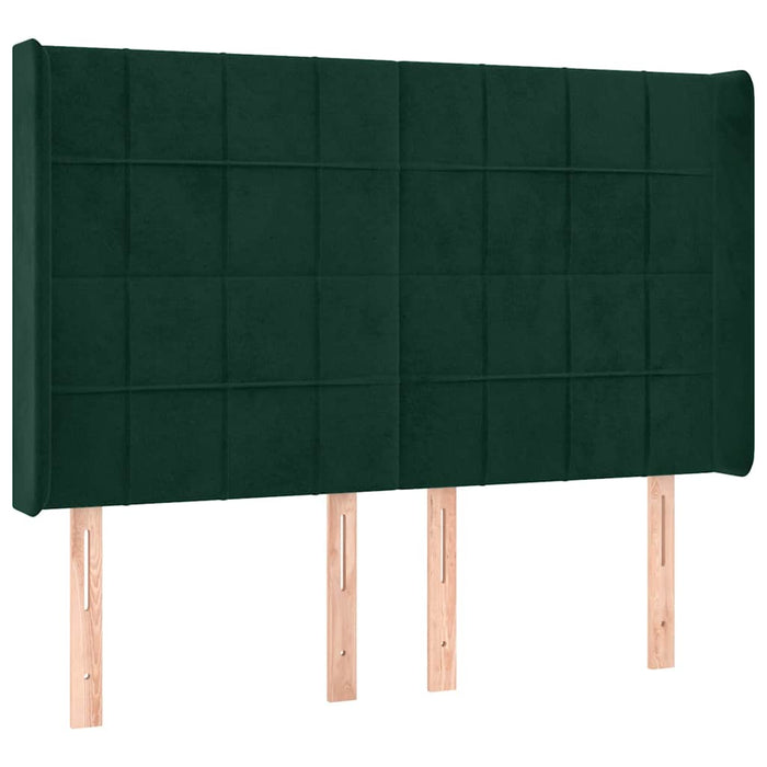 Pat cu arcuri, saltea și LED, verde închis, 140x190 cm, catifea - WALTI WALTI