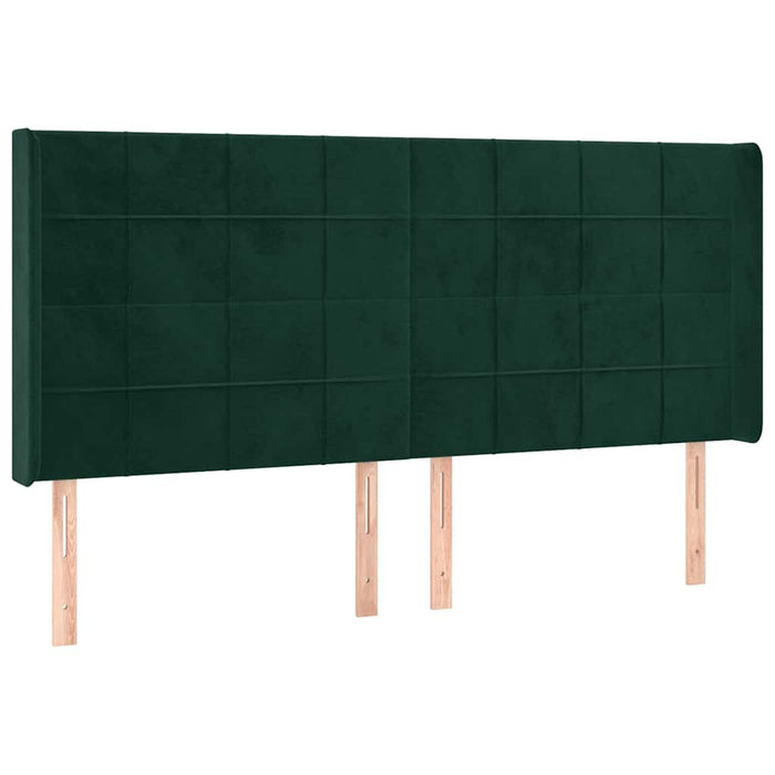 Pat cu arcuri, saltea și LED, verde închis, 200x200 cm, catifea - WALTI WALTI