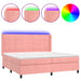 Pat continental cu saltea & LED, roz, 200x200 cm, catifea - WALTI WALTI
