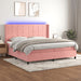 Pat continental cu saltea & LED, roz, 200x200 cm, catifea - WALTI WALTI