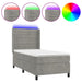 Pat cu arcuri, cu saltea & LED, gri deschis, 80x200 cm, catifea - WALTI WALTI