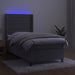 Pat cu arcuri, cu saltea & LED, gri deschis, 80x200 cm, catifea - WALTI WALTI