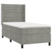 Pat cu arcuri, cu saltea & LED, gri deschis, 80x200 cm, catifea - WALTI WALTI