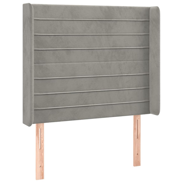Pat cu arcuri, cu saltea & LED, gri deschis, 80x200 cm, catifea - WALTI WALTI