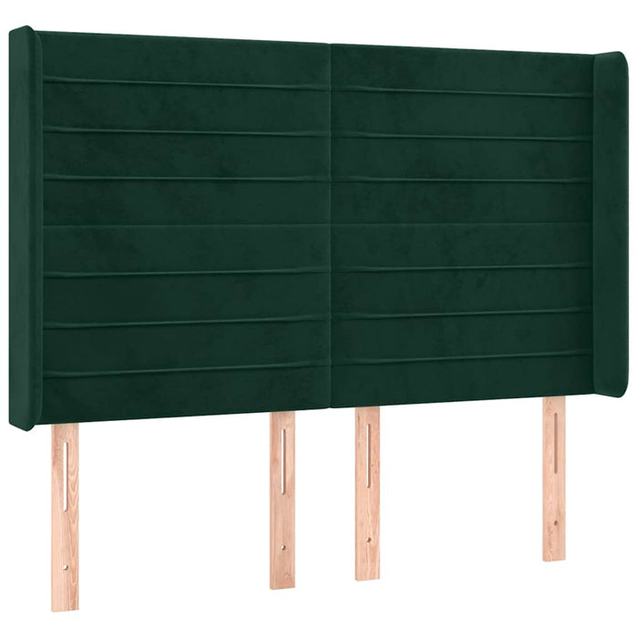 Pat cu arcuri, saltea și LED, verde închis, 140x190 cm, catifea - WALTI WALTI