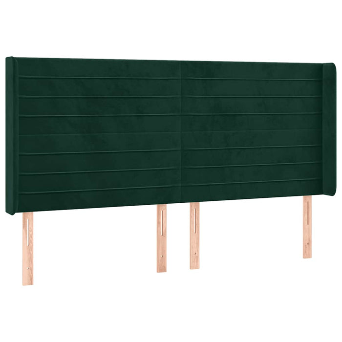 Pat cu arcuri, saltea și LED, verde închis, 200x200 cm, catifea - WALTI WALTI
