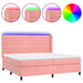 Pat continental cu saltea & LED, roz, 200x200 cm, catifea - WALTI WALTI