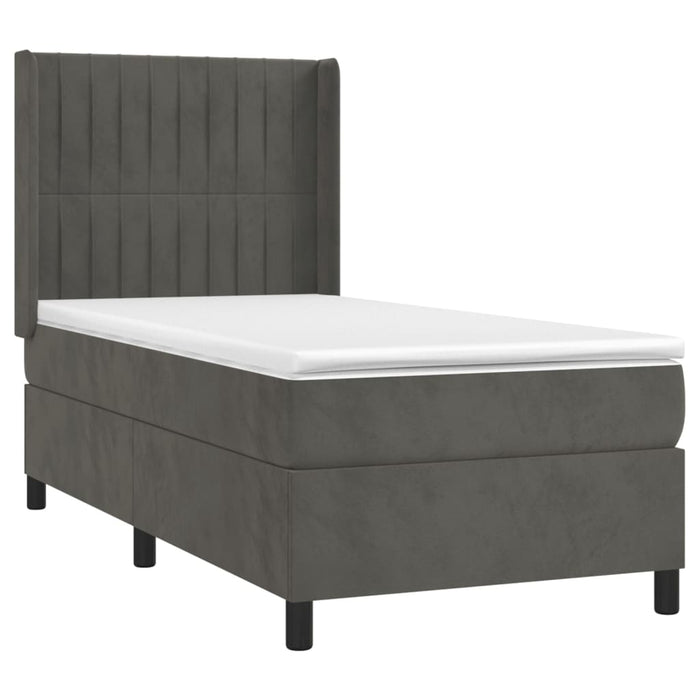 Pat continental cu saltea și LED, gri închis, 80x200 cm catifea - WALTI WALTI