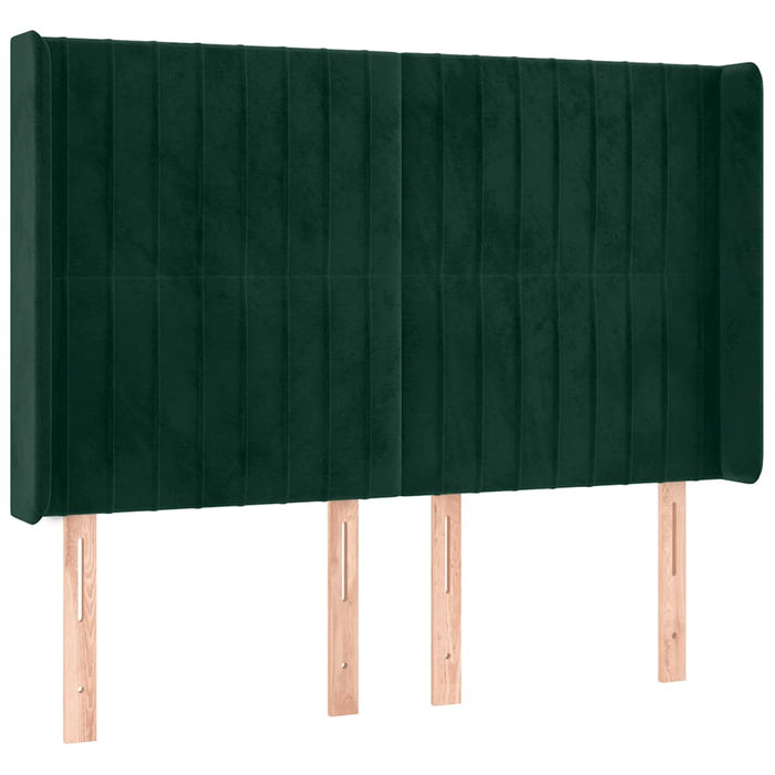 Pat cu arcuri, saltea și LED, verde închis, 140x200 cm, catifea - WALTI WALTI