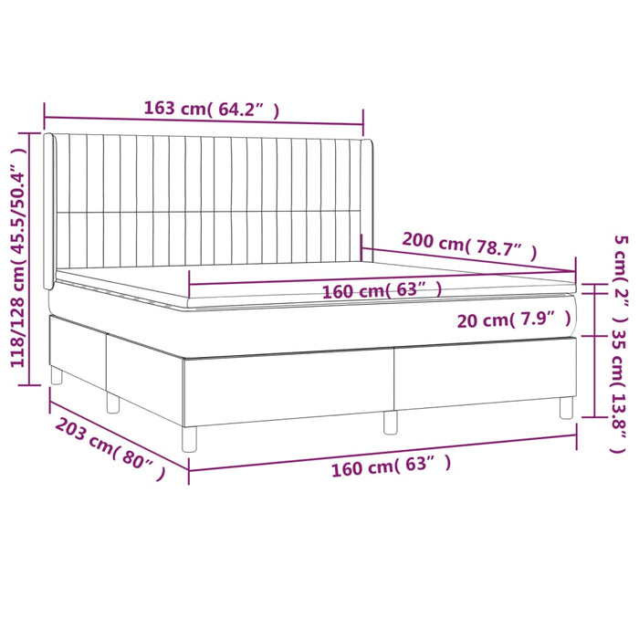 Pat continental cu saltea & LED, roz, 120x200 cm, catifea - WALTI WALTI