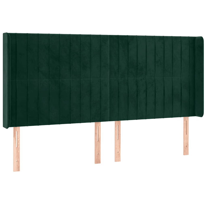 Pat cu arcuri, saltea și LED, verde închis, 180x200 cm, catifea - WALTI WALTI