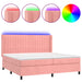 Pat continental cu saltea & LED, roz, 200x200 cm, catifea - WALTI WALTI