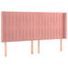 Pat continental cu saltea & LED, roz, 200x200 cm, catifea - WALTI WALTI