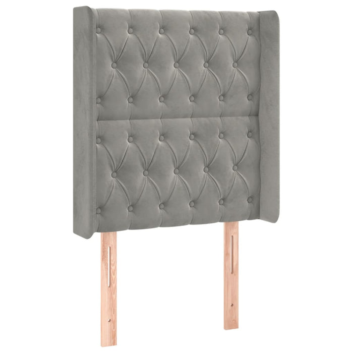 Pat cu arcuri, cu saltea & LED, gri deschis, 80x200 cm, catifea - WALTI WALTI