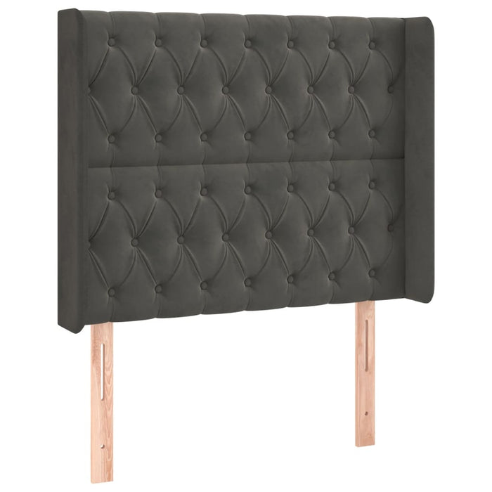Pat cu arcuri, saltea și LED, gri închis, 90x200 cm, catifea - WALTI WALTI