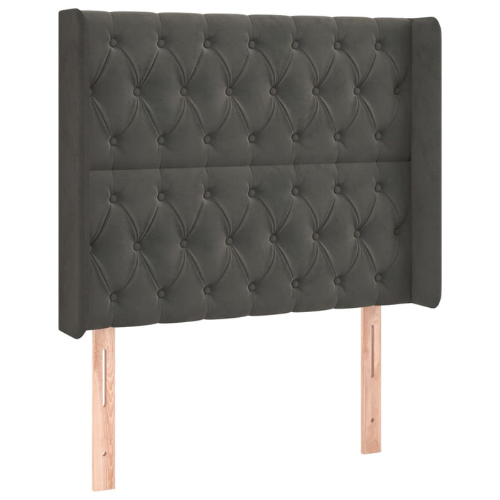 Pat cu arcuri, saltea și LED, gri închis, 100x200 cm, catifea - WALTI WALTI