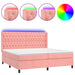 Pat continental cu saltea & LED, roz, 200x200 cm, catifea - WALTI WALTI