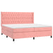 Pat continental cu saltea & LED, roz, 200x200 cm, catifea - WALTI WALTI