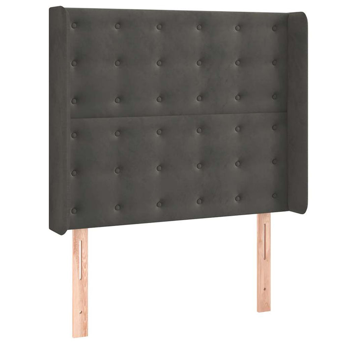 Pat continental cu saltea și LED, gri închis, 80x200 cm catifea WALTI