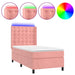 Pat continental cu saltea & LED, roz, 80x200 cm, catifea - WALTI WALTI
