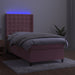 Pat continental cu saltea & LED, roz, 80x200 cm, catifea - WALTI WALTI