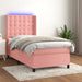 Pat continental cu saltea & LED, roz, 80x200 cm, catifea - WALTI WALTI