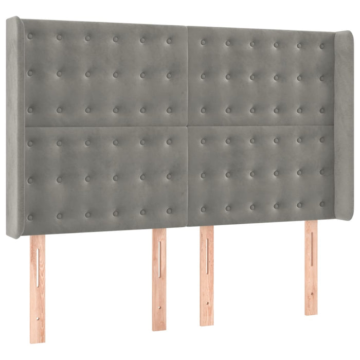Pat continental cu saltea și LED gri deschis 140x190 cm catifea - WALTI WALTI