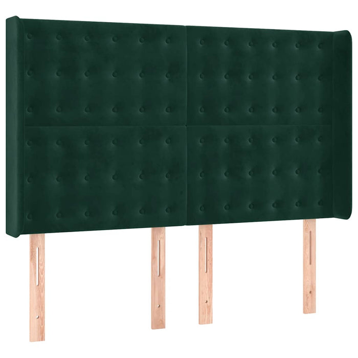 Pat cu arcuri, saltea și LED, verde închis, 140x190 cm, catifea - WALTI WALTI