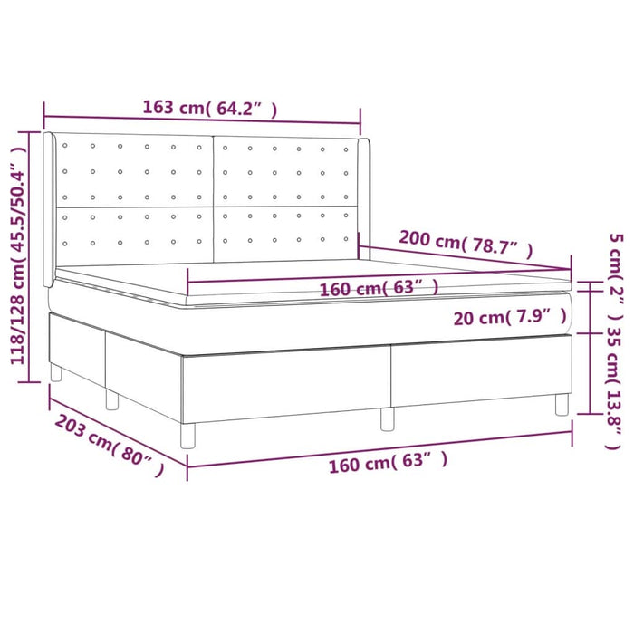 Pat continental cu saltea & LED, roz, 120x200 cm, catifea - WALTI WALTI