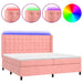 Pat continental cu saltea & LED, roz, 200x200 cm, catifea - WALTI WALTI