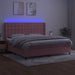 Pat continental cu saltea & LED, roz, 200x200 cm, catifea - WALTI WALTI