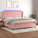 Pat continental cu saltea & LED, roz, 200x200 cm, catifea - WALTI WALTI