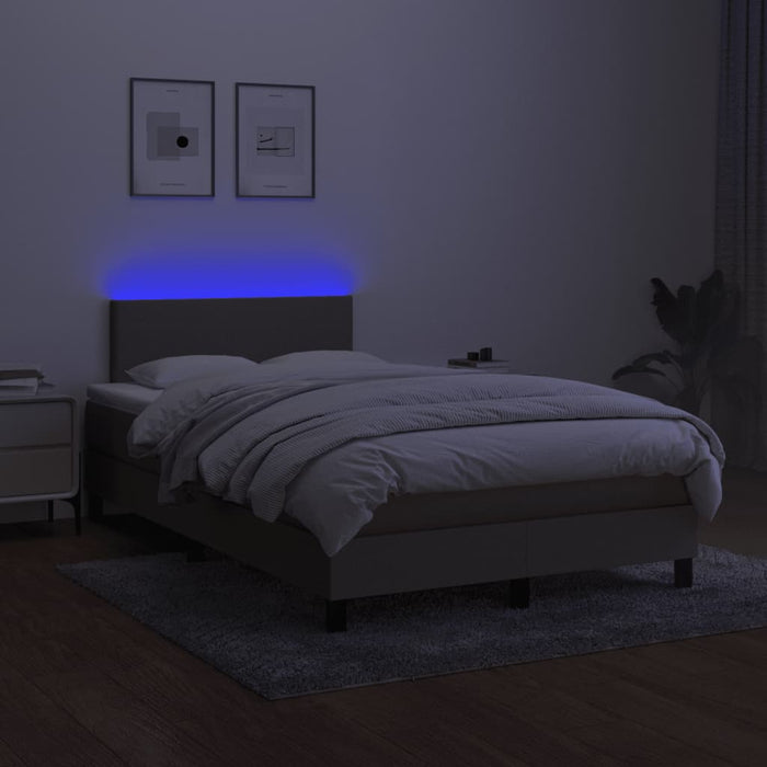 Pat cu arcuri, saltea și LED, gri taupe, 120x200 cm, textil WALTI