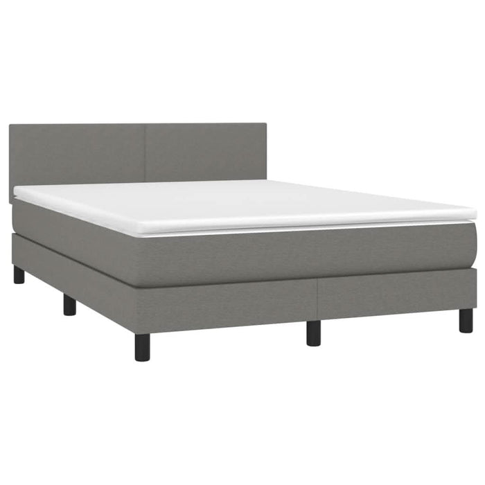 Pat cu arcuri, saltea și LED, gri închis, 140x190 cm, textil - WALTI WALTI