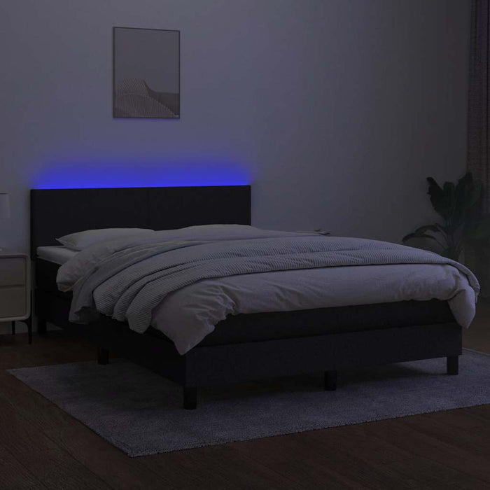 Pat cu arcuri, saltea și LED, negru, 140x190 cm, textil - WALTI WALTI